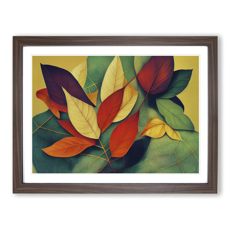 Gentle Leaf - Picture Frame Print, Walnut Framed, 46cm H x 64cm W x 2cm D