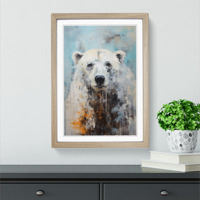 Polar Bear Abstract No.2 - Single Picture Frame Print on Wood