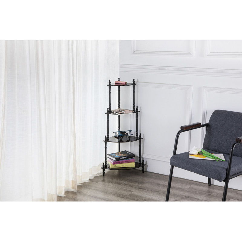  Wooden Standing Corner Shelf, (4 Shelves) 39.02"H x 20.01"W x 14.51"D