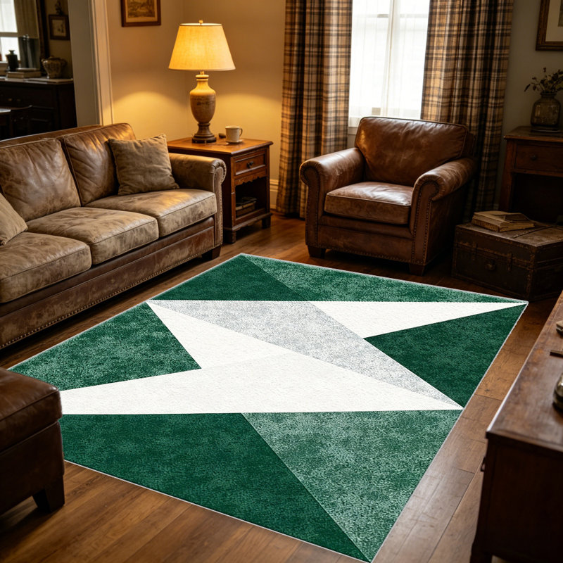 Emerald White Geometric carpet-easy to clean, machine-washable, soft and comfortable; suitable for door mats, kitchens, living rooms, bedrooms, corridors, and laundry areas. Easy to clean, durable carpet for home decoration.
