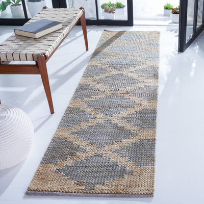 Adeli Geometric Handmade Flatweave Jute Natural/Grey Area Rug
