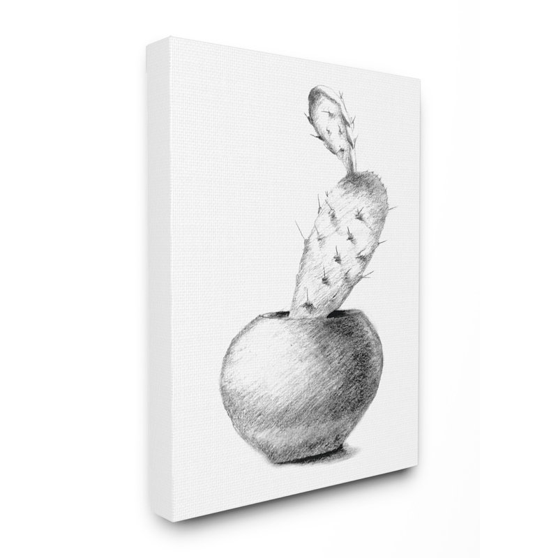 « cactus graphite drawing », reproduction de dessin, H 30 po x l 24 po x P 1,5 po, Toile