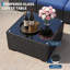 Ensemble de meubles de patio 7 pièces, canapé modulaire en rotin avec table basse et coussins, noir et bleu-520242017-520242023