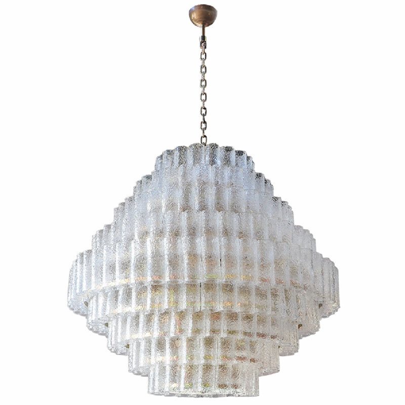 Lustre Belluchi Murano, Améthyste, Laiton brossé, 26 po de diamètre x 23 po de hauteur
