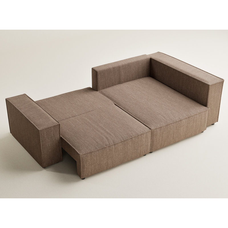 3 Seater Corner Sofa , Right Hand Facing, Brown Chenille