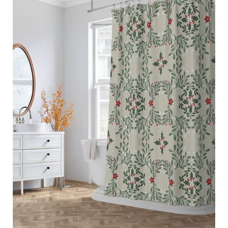 Rideau de douche ultra-mince Winter Mistletoe, Bouleau