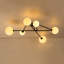 Antinique 6-Light 86cm Modern Copper Glass Globe Sputnik Semi Flush Mount-291242092