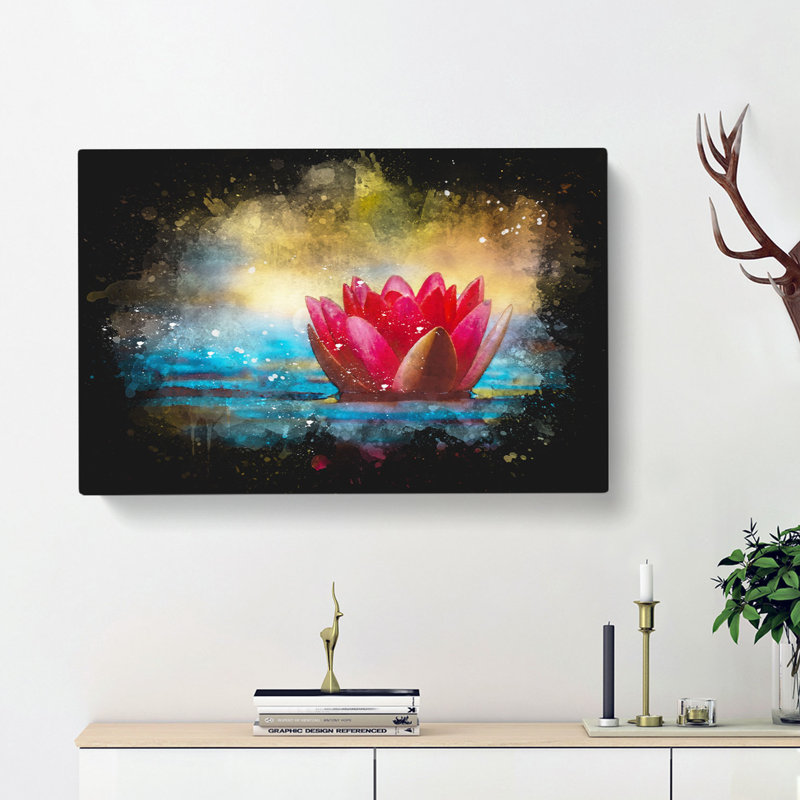 Pink Water Lily Flower - Wrapped Canvas, 30cm H x 45cm W x 4cm D