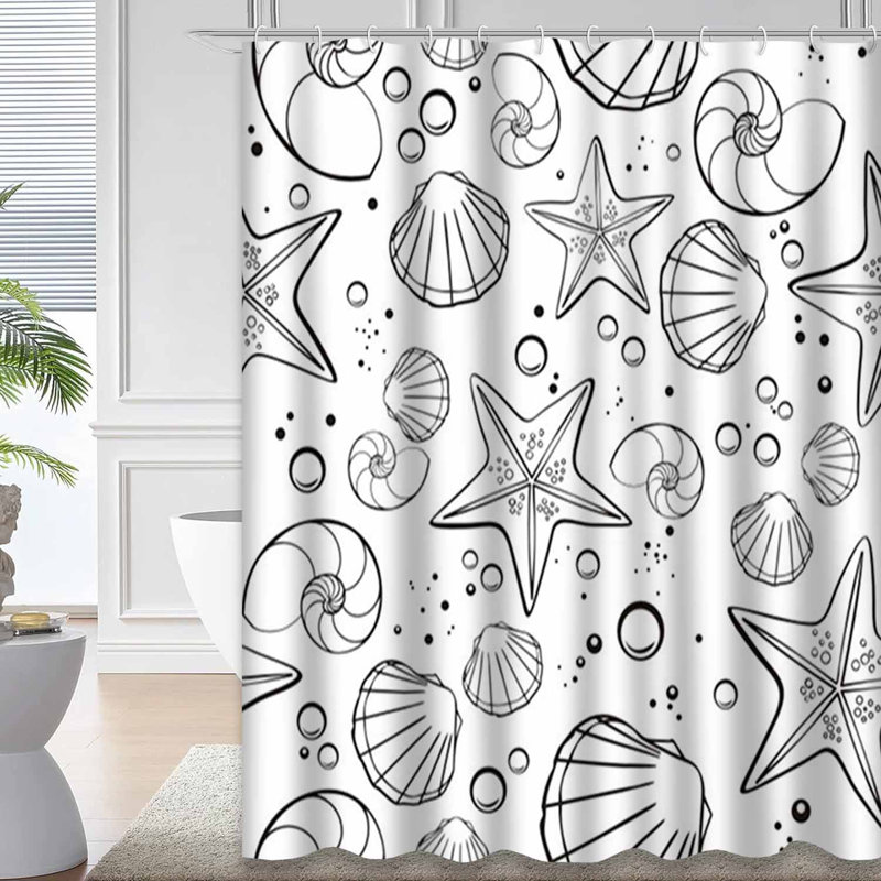 Rideau de douche bleu imperméable, rideaux de douche pour la salle de bain avec 12 crochets, 72" L x 84" W
