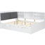 Lit double en bois avec lit gigogne et rangement pour la tête de lit, tablettes en blanc - option de lit gigogne élégant, esthétique rotative moderne