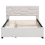 Beige Linen Fabric Upholstered Platform Bed With Brick-Pattern Headboard And Extendable Twin Trundle Brick Pull-Out In