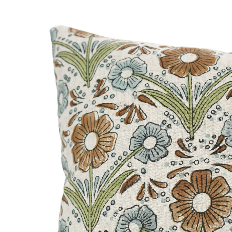 Housse de coussin Fabividine Boho, lombaire floral, printemps automne (Vanshika), H 14 po x l 20 po, Brun