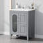 Meuble-lavabo moderne de 24 po avec lavabo, armoire blanche avec porte en verre givré, 2 tiroirs et tablette réglable, meuble-lavabo en bois massif peu encombrant pour petite salle de bain-1728589362