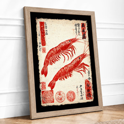 Two Lobsters In Red Japandi - Print