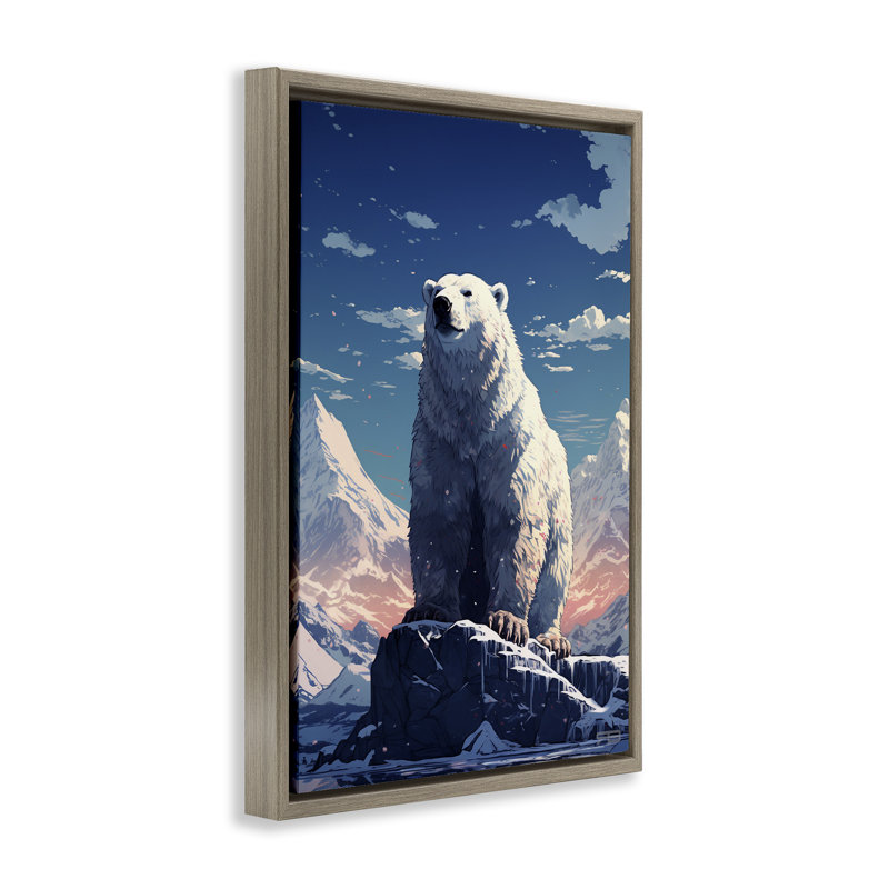 Toile flottante encadrée «Snowy» par Roozbeh Bahramali, Cadre flottant orme Montalcino, H 31 po x l 21 po