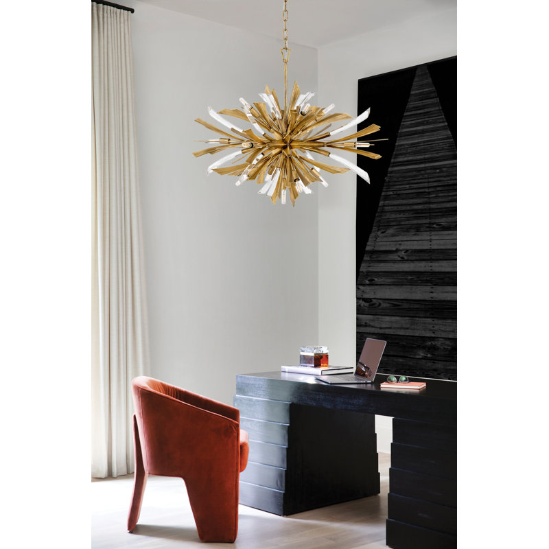 Vida 13 - Light Sputnik Sphere Chandelier with Crystal Accents, Burnished Gold