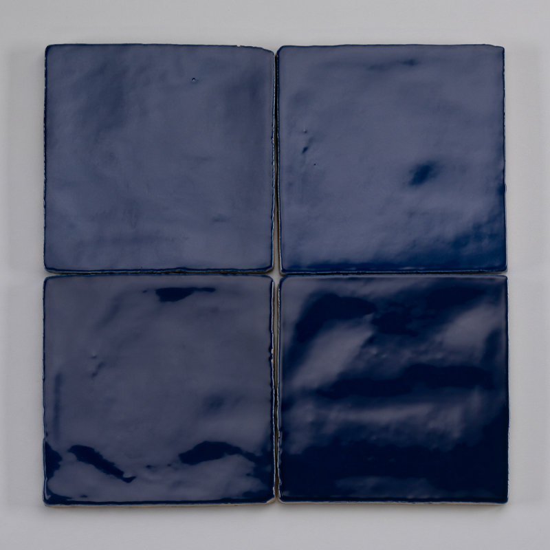 Carreau de céramique 4 "x 4" Zellige, Bleu/Indigo