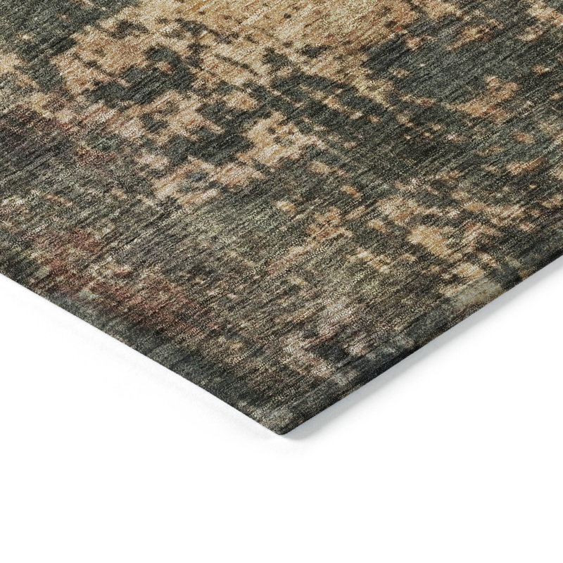 Machine Washable Red and Beige Synthetic Rectangular Rug