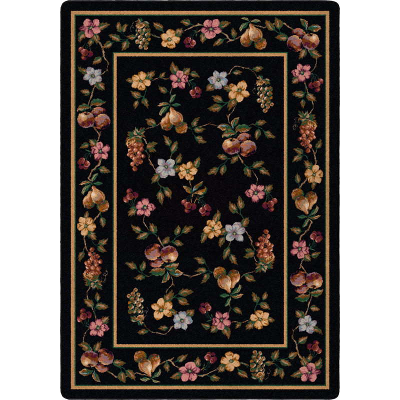 Tapis à motif floral onyx Alminus Signature Lorelei, Rectangle 5 pi 4 po x 7 pi 8 po
