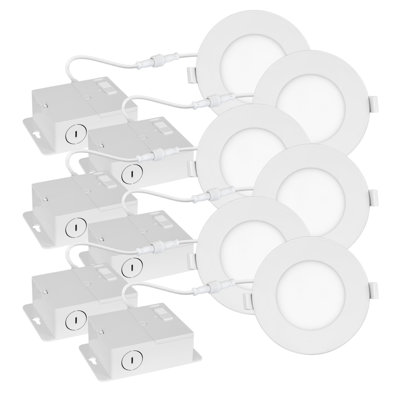 Luminus 4-Inch 5 CCT LED Recessed Slim Light With Detached Junction Box, IC Rated, 5 CCT, 800 Lumens, 13 Watts, Dimmable, 50000Hrs - 6 Pack