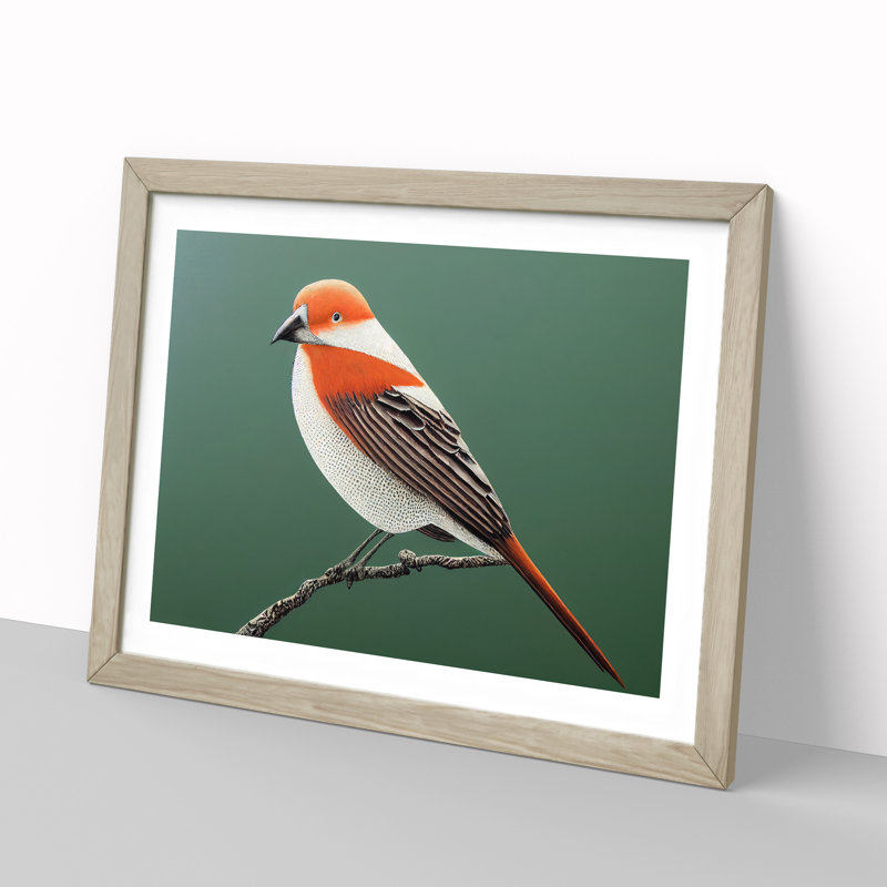 Engaging Bird - Single Picture Frame Print, 46cm H x 64cm W x 2cm D, Oak Framed