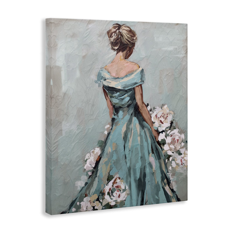 «Floral Woman in Gown», art mural sur toile par Ziwei Li, H 20 po x l 16 po