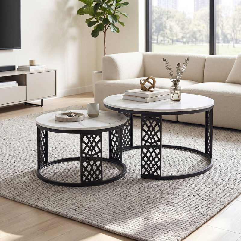Ensemble de 2 tables basses gigognes noires, Noir