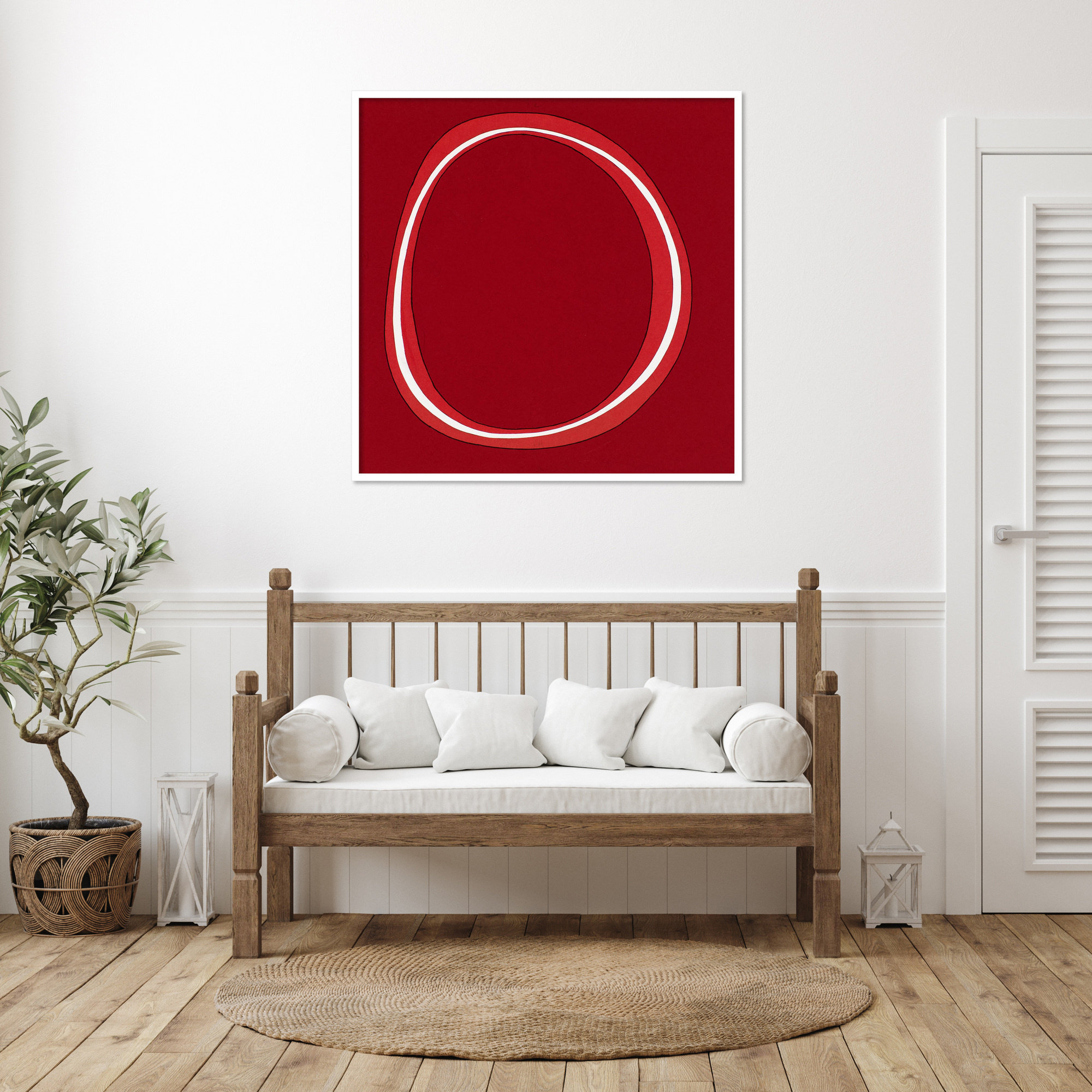 Red Circle by Alex Dunn, White, 41" H x 41" W