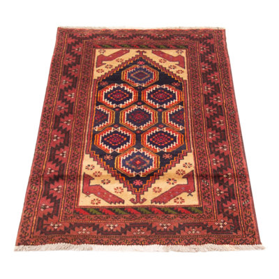 One-of-a-Kind Rectangle 3'2" X 5'10" New Age Wool Area Rug in Dark Red