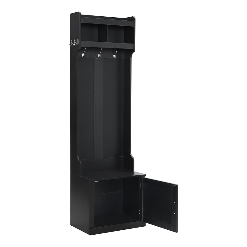 Arbre d'entrée minimaliste avec armoire et 6 crochets de suspension ON-TREND, Noir