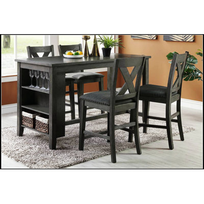 Table à hauteur de comptoir de style transitionnel avec 2 tablettes pour le rangement et l'esthétique