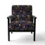 Chaise avec accoudoirs rembourrée romantique romantique bleu et mauve Paisleys