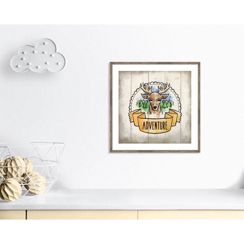 Adventure is out There 1, art encadré, 26.5" H x 26.5" W x 1.18" D, Encadré de boîte de grange gris