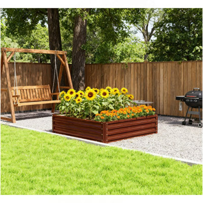 Boîte à fleurs en métal, jardin surélevé galvanisé, pour faire pousser des légumes, des fleurs, des herbes, des plantes grasses