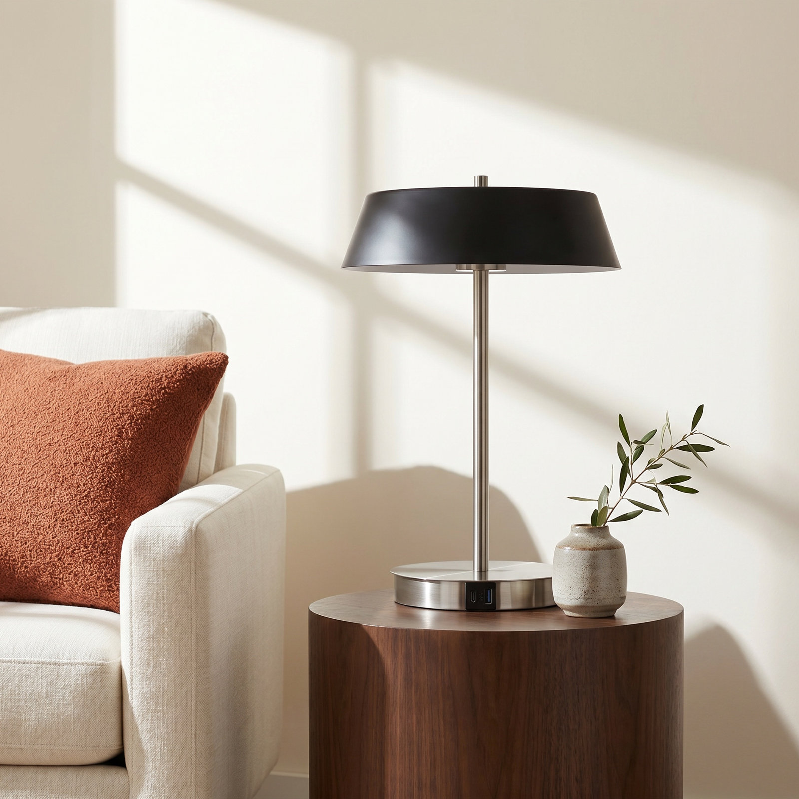 Pretoria Bedside Lamp, Silver, Black