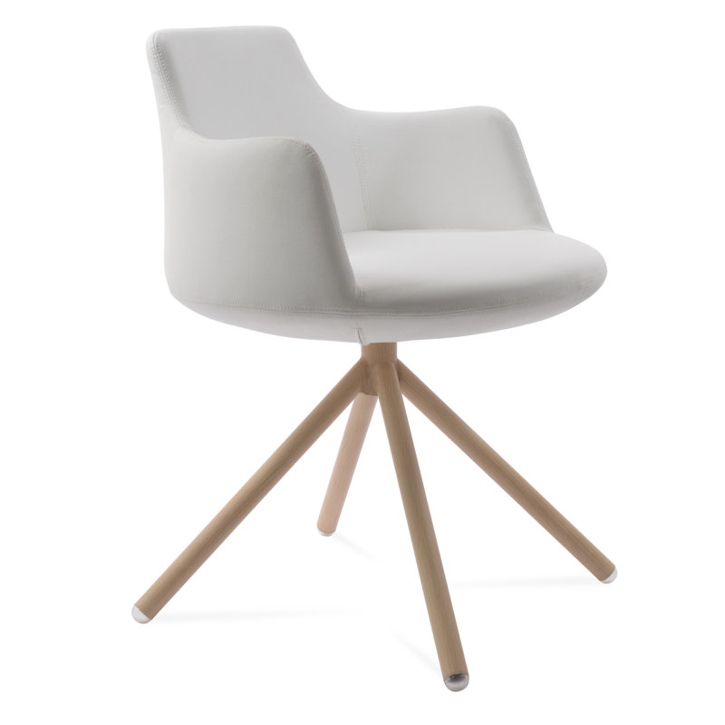 Chaise avec accoudoirs Dervish, Blanc, Naturel