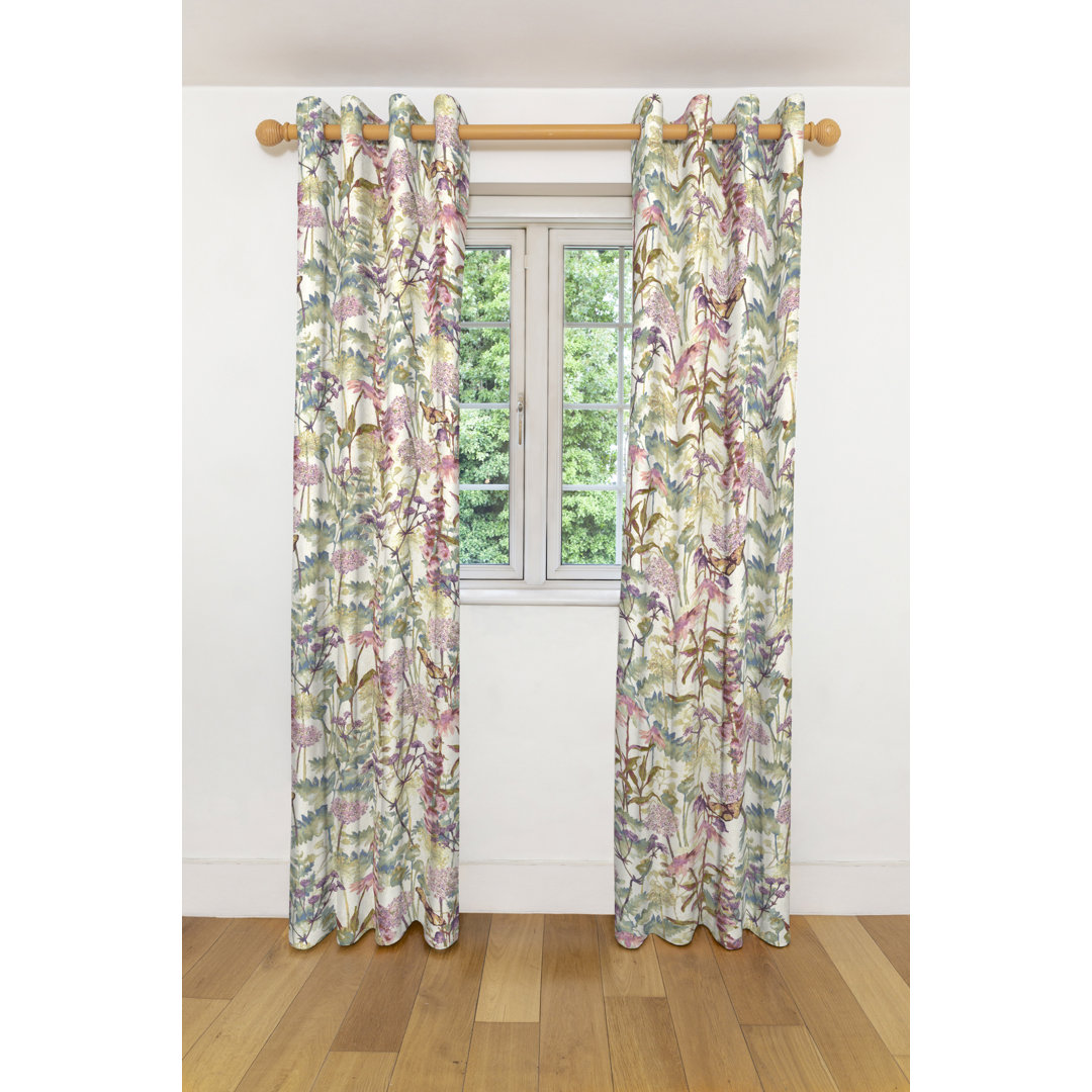 Marlow Home Co. Wildflower Tailored Curtains (Pair) | Width 116Cm (46”) X 182Cm (72”) Pencil Pleat Fully Lined | Cotton Print – Pastel Purple