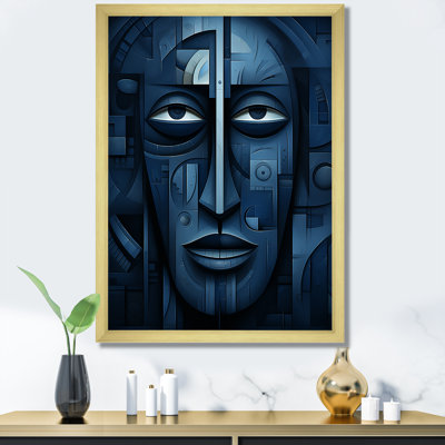 «Blue Midnight African Mask I» - art mural afro-américain