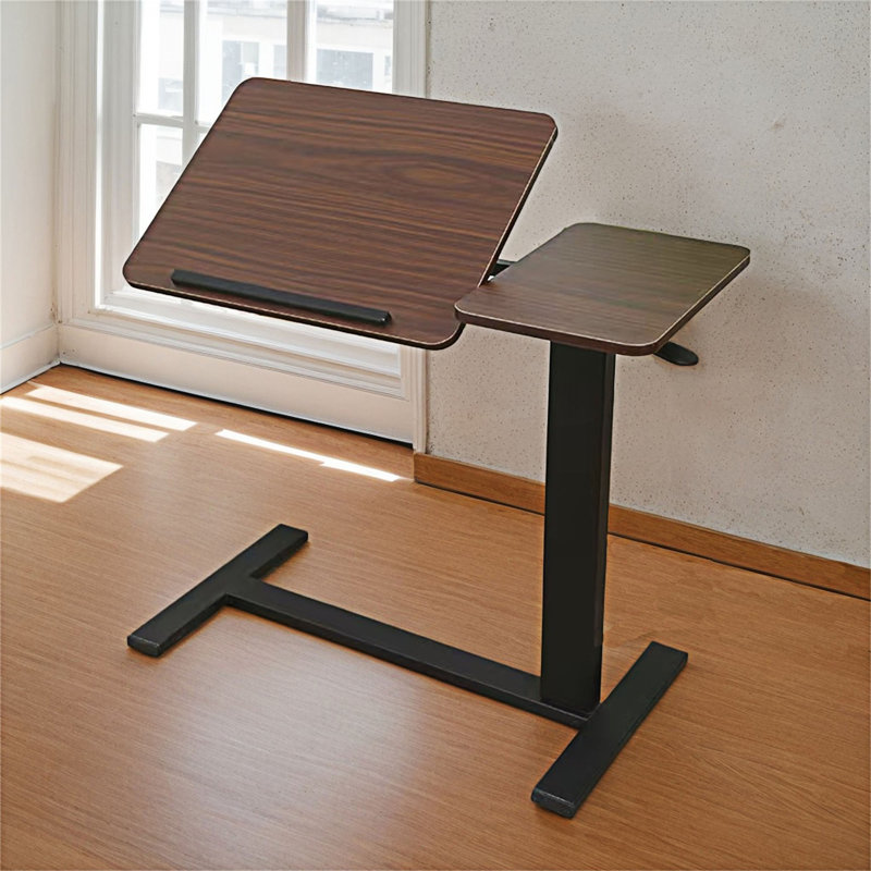 Table d'appoint mobile avec roulettes inclinables, Noyer, Noir