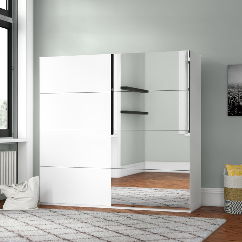Denver 2 Door Wardrobe, 210cm H x 180cm W x 61cm D, White