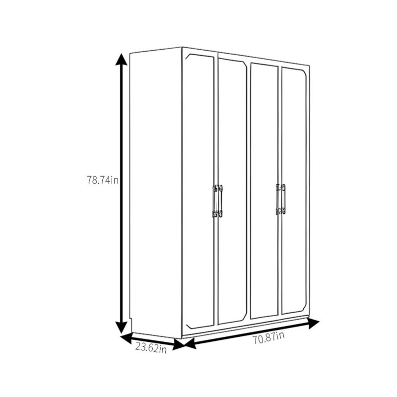Simple Solid Colour Atmospheric Wardrobe, 78.74" H x 70.87" W x 23.62" D