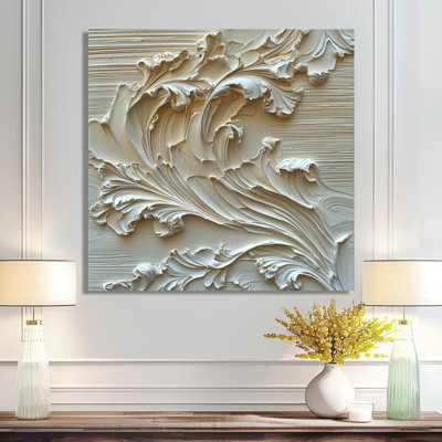Ommy, lumière ascendante des vagues de la crème, art mural abstrait moderne et transitionnel