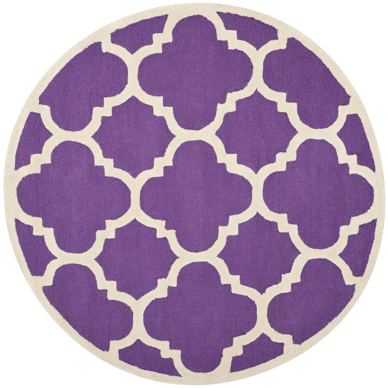 Cannen Hand Tufted Wool Geometric Rug, Round 6'