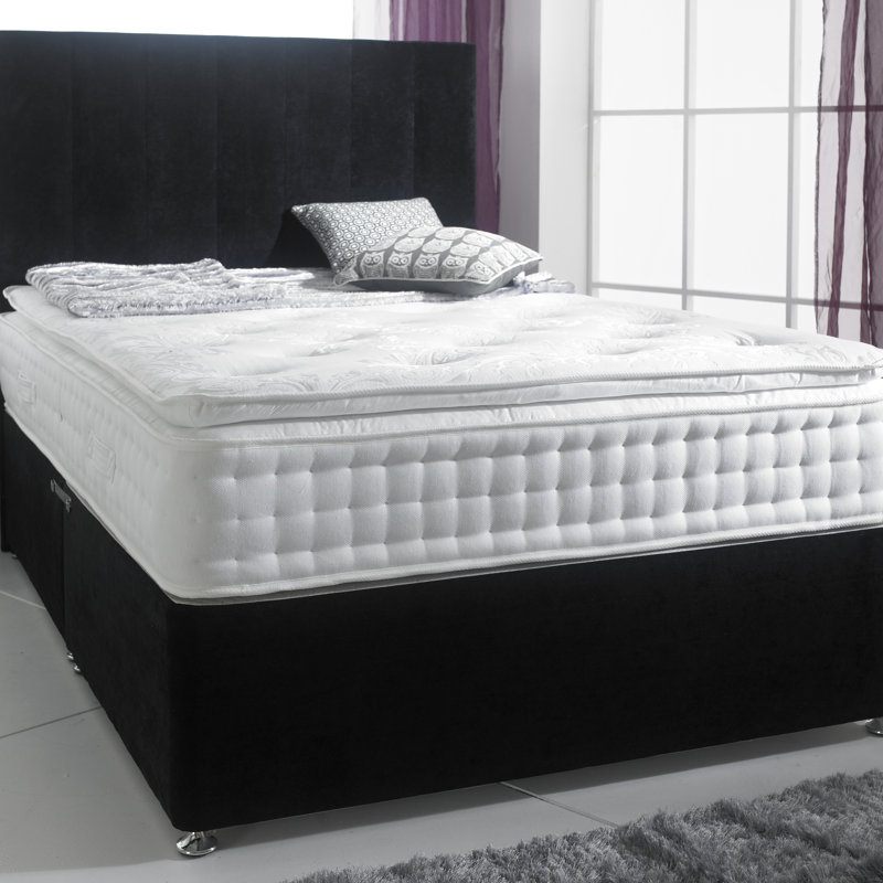 Aurora Upholstered UK Single - DE 90 X 190 Cm Bed with Mattress, 4 Drawers, Small Double