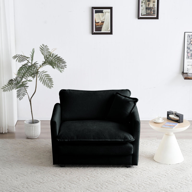 Assise simple en chenille noire confortable avec fauteuil flexible et fauteuil de soutien
