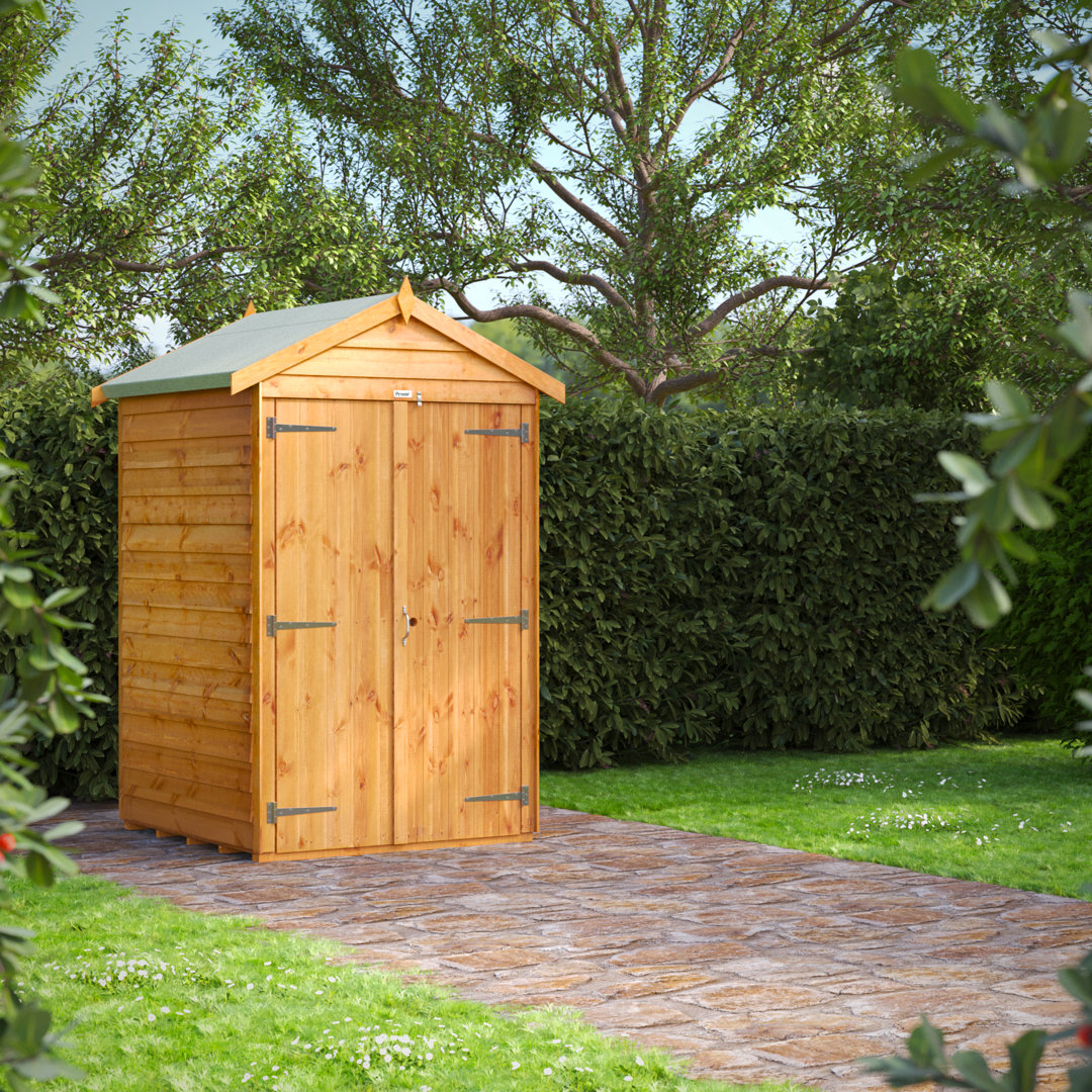Powersheds 4 x 4ft Timber Overlap Windowless Garden Shed, Double Doors