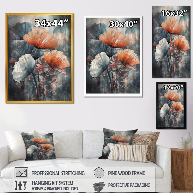 Feuilles de palmier tropical Ginkgo III - impression, H 40 po x l 30 po x P 1,5 po, Toile tendue