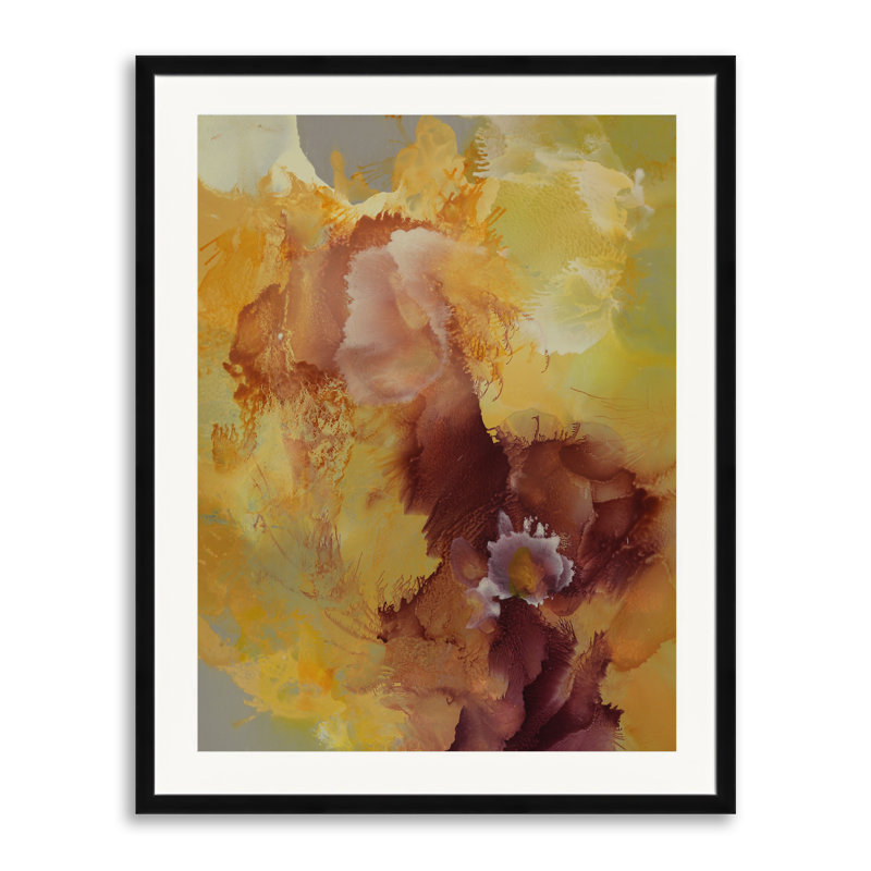 Yarrow par Usha Shukla - Peinture, H 31,25 po x l 25,25 po, Papier avec cadre noir
