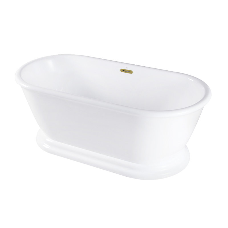 Kingston Brass Aqua Eden 60-Inch Acrylic Oval Double Ended Pedestal Tub With Drain
