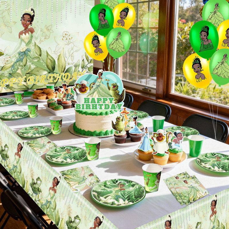 98Pcs The Princess and the Frog Party Decorations & Tableware Set